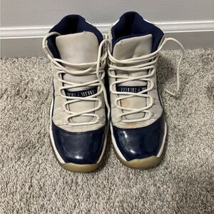 Jordan Navy and Cream High-Top Athletic Sneakers